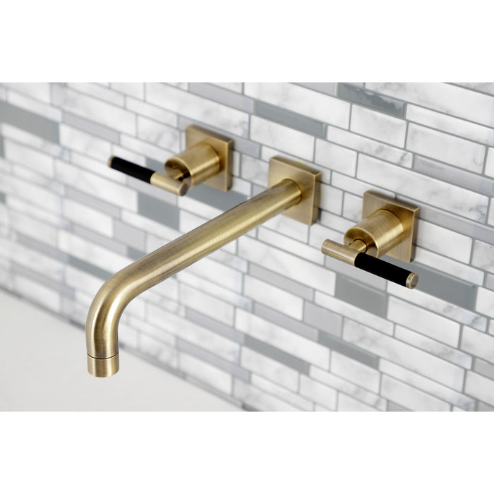 Kingston Sona KS6023CKL - Kaiser Two-Handle 3-Hole Wall Mount Tub Faucet, Antique Brass