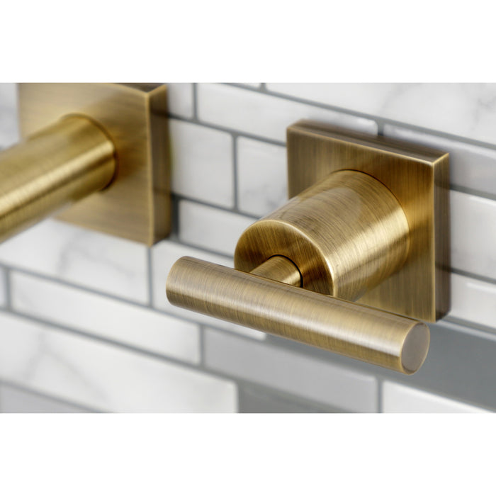Kingston Sona KS6023CML - Manhattan Two-Handle 3-Hole Wall Mount Tub Faucet, Antique Brass