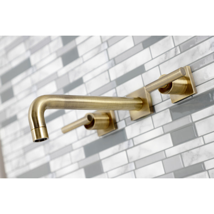 Kingston Sona KS6023CML - Manhattan Two-Handle 3-Hole Wall Mount Tub Faucet, Antique Brass