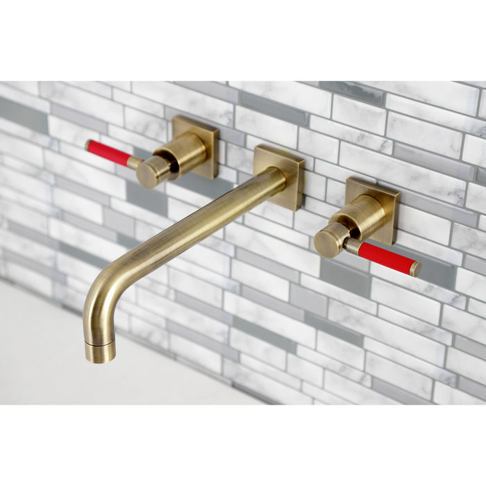 Kingston Sona KS6023DKL - Kaiser Two-Handle 3-Hole Wall Mount Tub Faucet, Antique Brass
