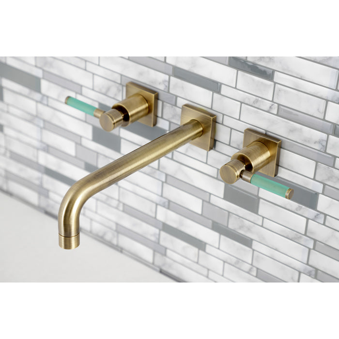 Kingston Sona KS6023DKL - Kaiser Two-Handle 3-Hole Wall Mount Tub Faucet, Antique Brass