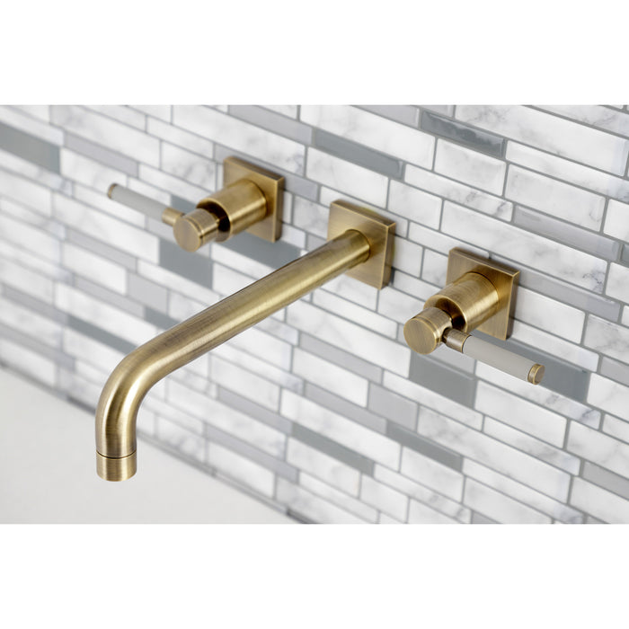Kingston Sona KS6023DKL - Kaiser Two-Handle 3-Hole Wall Mount Tub Faucet, Antique Brass