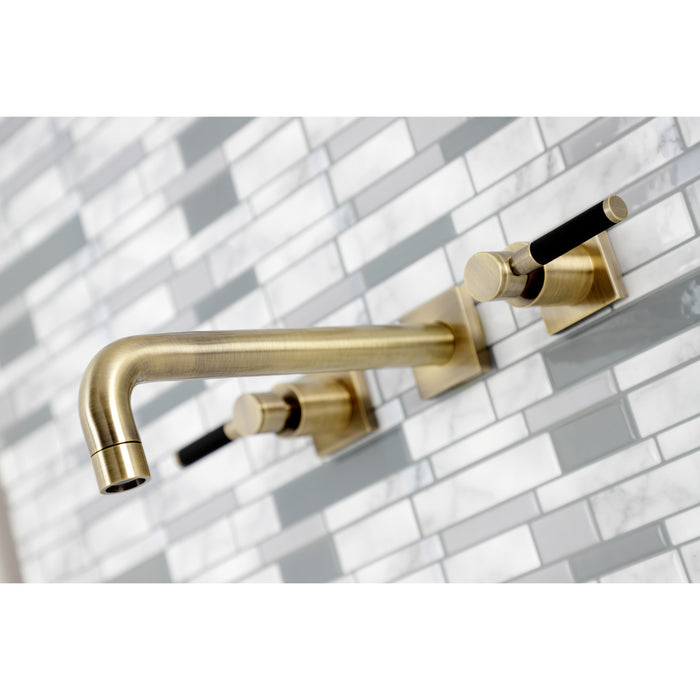 Kingston Sona KS6023DKL - Kaiser Two-Handle 3-Hole Wall Mount Tub Faucet, Antique Brass