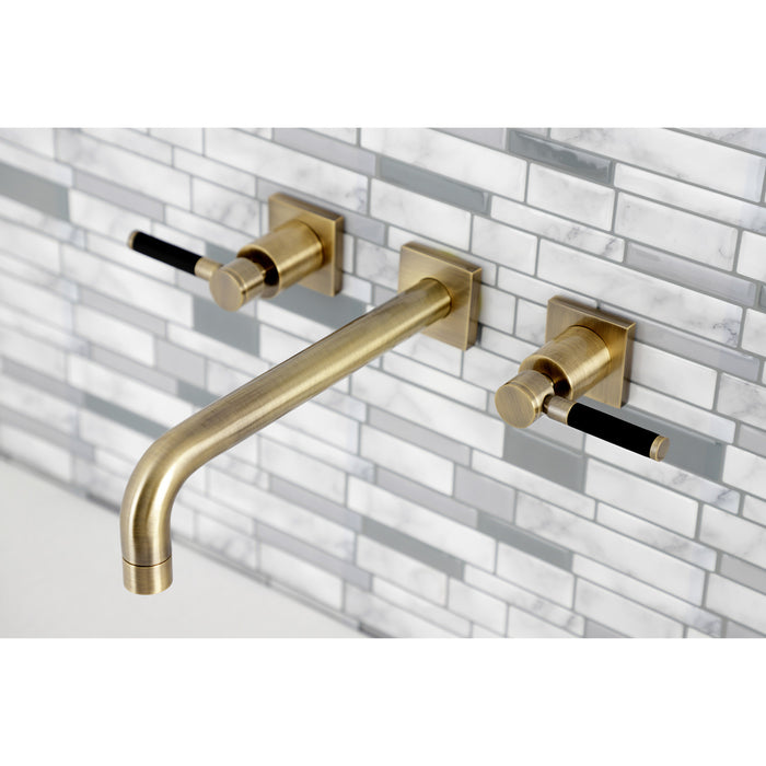 Kingston Sona KS6023DKL - Kaiser Two-Handle 3-Hole Wall Mount Tub Faucet, Antique Brass