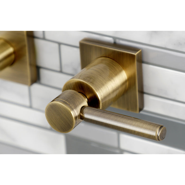 Kingston Sona KS6023DL - Concord Two-Handle 3-Hole Wall Mount Tub Faucet, Antique Brass
