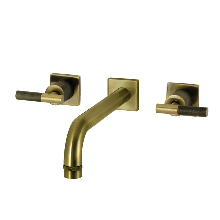 Kingston Sona KS6023KNL - Convergent Two-Handle 3-Hole Wall Mount Roman Tub Faucet with Knurled Handle, Antique Brass