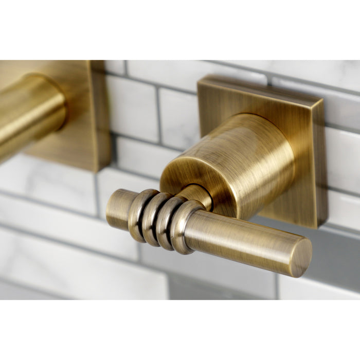 Kingston Sona KS6023ML - Milano Two-Handle 3-Hole Wall Mount Tub Faucet, Antique Brass