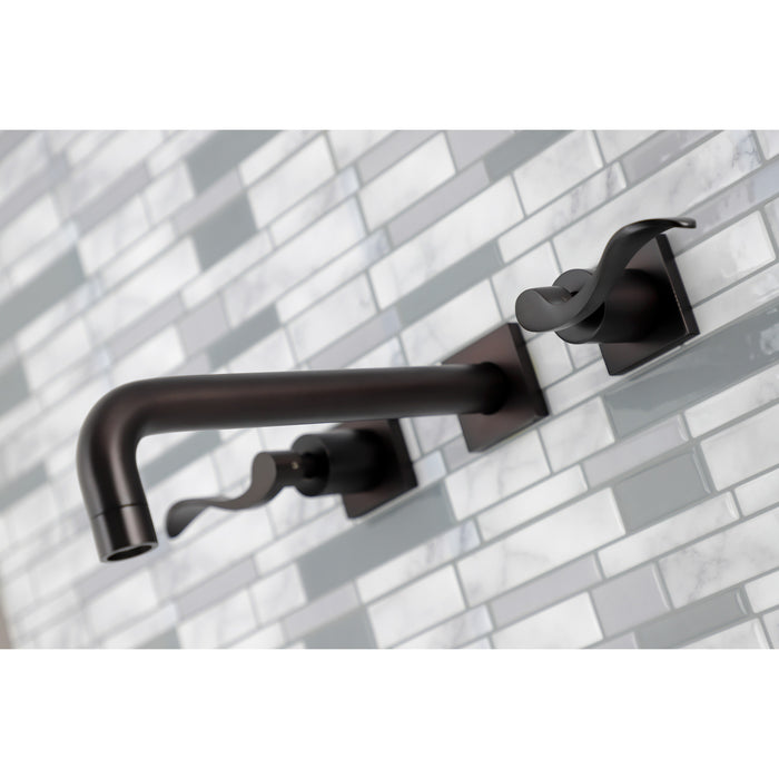 Kingston Tulare KS6025DFL - NuWave Two-Handle 3-Hole Wall Mount Tub Faucet, Oil Rubbed Bronze
