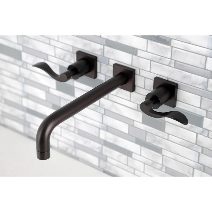 Kingston Tulare KS6025DFL - NuWave Two-Handle 3-Hole Wall Mount Tub Faucet, Oil Rubbed Bronze