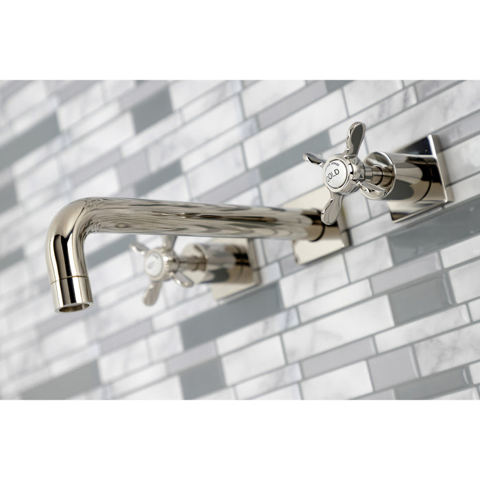 Kingston Tulare KS6026BEX - Essex Two-Handle 3-Hole Wall Mount Tub Faucet, Polished Nickel