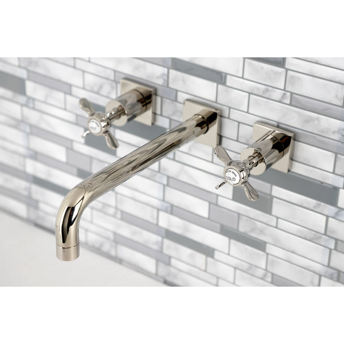 Kingston Tulare KS6026BEX - Essex Two-Handle 3-Hole Wall Mount Tub Faucet, Polished Nickel