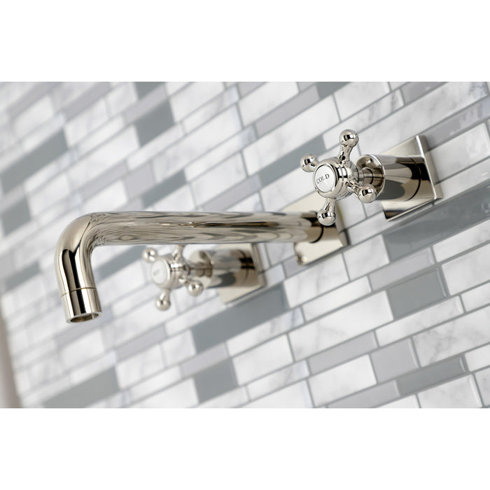 Kingston Tulare KS6026BX - Metropolitan Two-Handle 3-Hole Wall Mount Tub Faucet, Polished Nickel