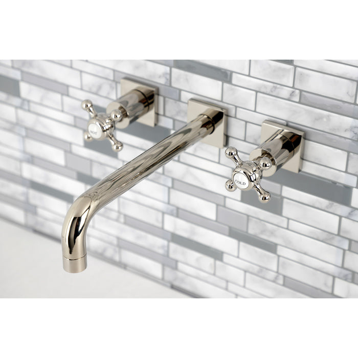 Kingston Tulare KS6026BX - Metropolitan Two-Handle 3-Hole Wall Mount Tub Faucet, Polished Nickel