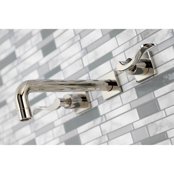 Kingston Tulare KS6026DFL - NuWave Two-Handle 3-Hole Wall Mount Tub Faucet, Polished Nickel