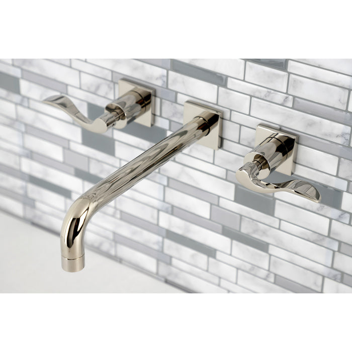 Kingston Tulare KS6026DFL - NuWave Two-Handle 3-Hole Wall Mount Tub Faucet, Polished Nickel