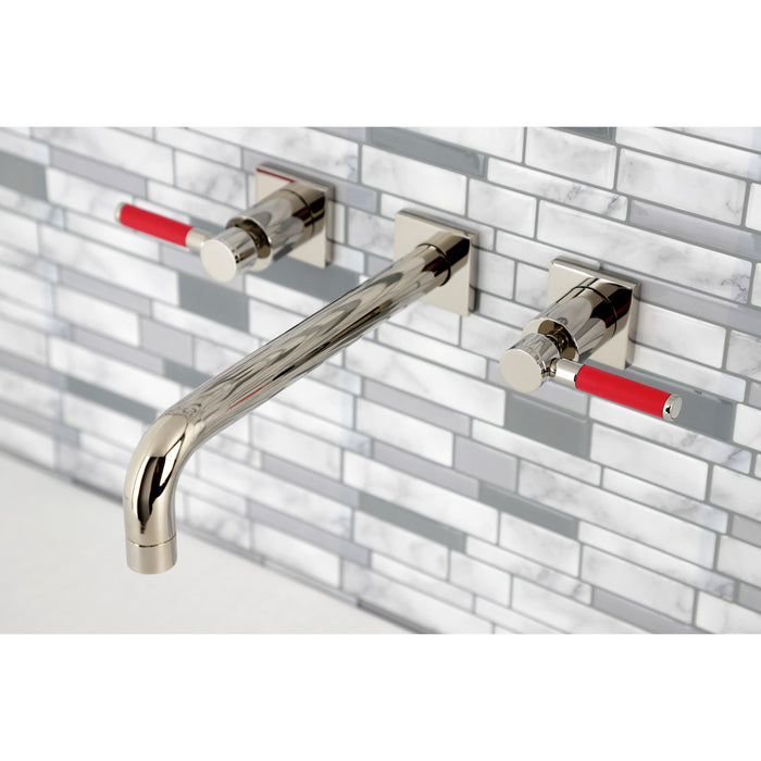 Kingston Sona KS6026DKL - Kaiser Two-Handle 3-Hole Wall Mount Tub Faucet, Polished Nickel