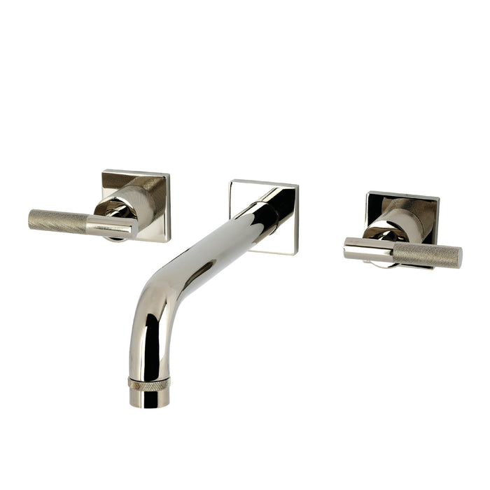 Kingston Sona KS6026KNL - Convergent Two-Handle 3-Hole Wall Mount Roman Tub Faucet with Knurled Handle, Polished Nickel