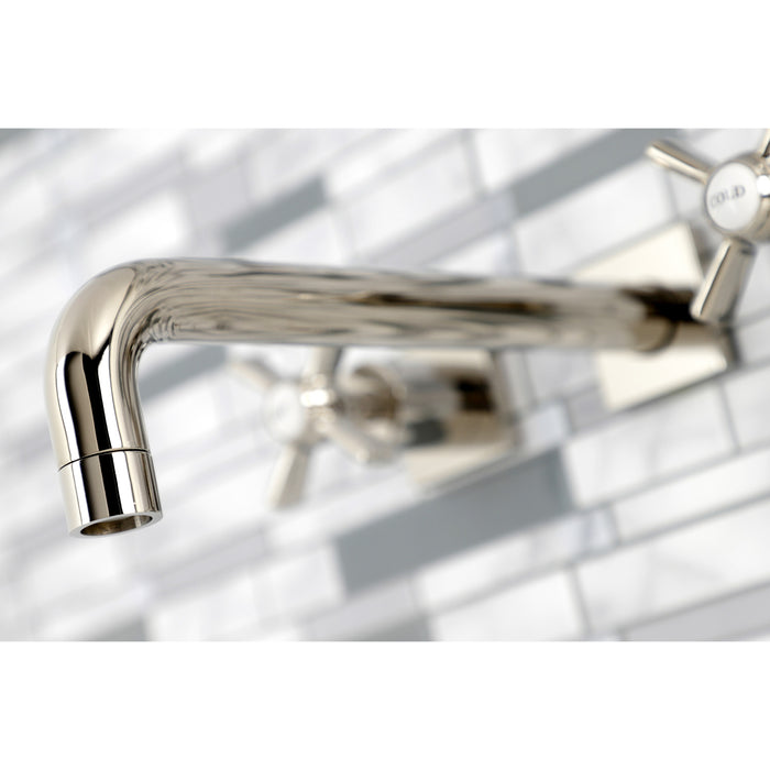 Kingston Tulare KS6026ZX - Millennium Two-Handle 3-Hole Wall Mount Tub Faucet, Polished Nickel