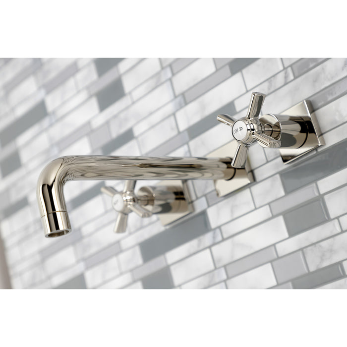 Kingston Tulare KS6026ZX - Millennium Two-Handle 3-Hole Wall Mount Tub Faucet, Polished Nickel