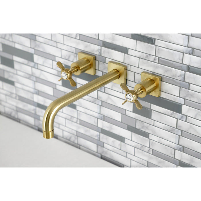 Kingston Tulare KS6027BEX - Essex Two-Handle 3-Hole Wall Mount Tub Faucet, Brushed Brass