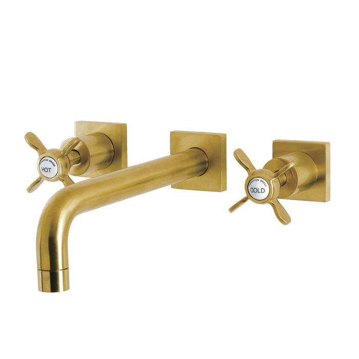 Kingston Tulare KS6027BEX - Essex Two-Handle 3-Hole Wall Mount Tub Faucet, Brushed Brass