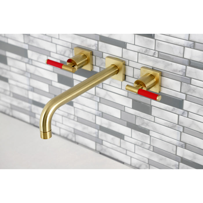 Kingston Sona KS6027CKL - Kaiser Two-Handle 3-Hole Wall Mount Tub Faucet, Brushed Brass