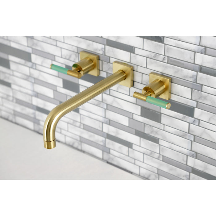 Kingston Sona KS6027CKL - Kaiser Two-Handle 3-Hole Wall Mount Tub Faucet, Brushed Brass