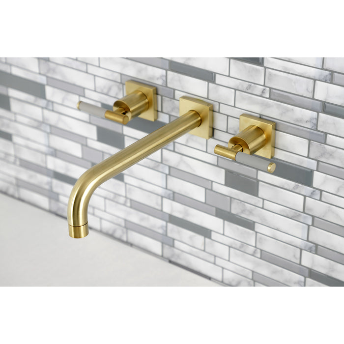 Kingston Sona KS6027CKL - Kaiser Two-Handle 3-Hole Wall Mount Tub Faucet, Brushed Brass