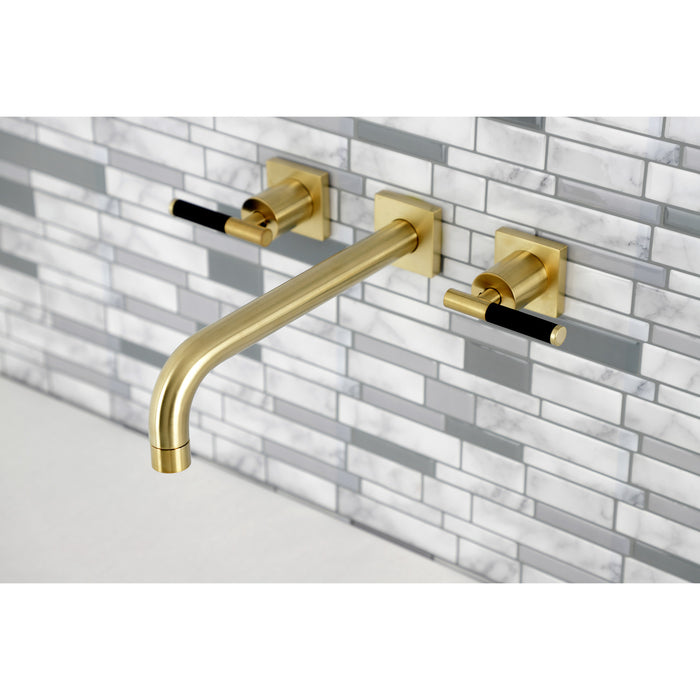 Kingston Sona KS6027CKL - Kaiser Two-Handle 3-Hole Wall Mount Tub Faucet, Brushed Brass