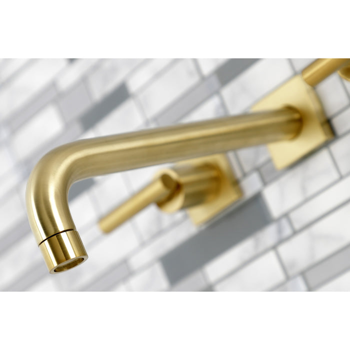 Kingston Sona KS6027CML - Manhattan Two-Handle 3-Hole Wall Mount Tub Faucet, Brushed Brass
