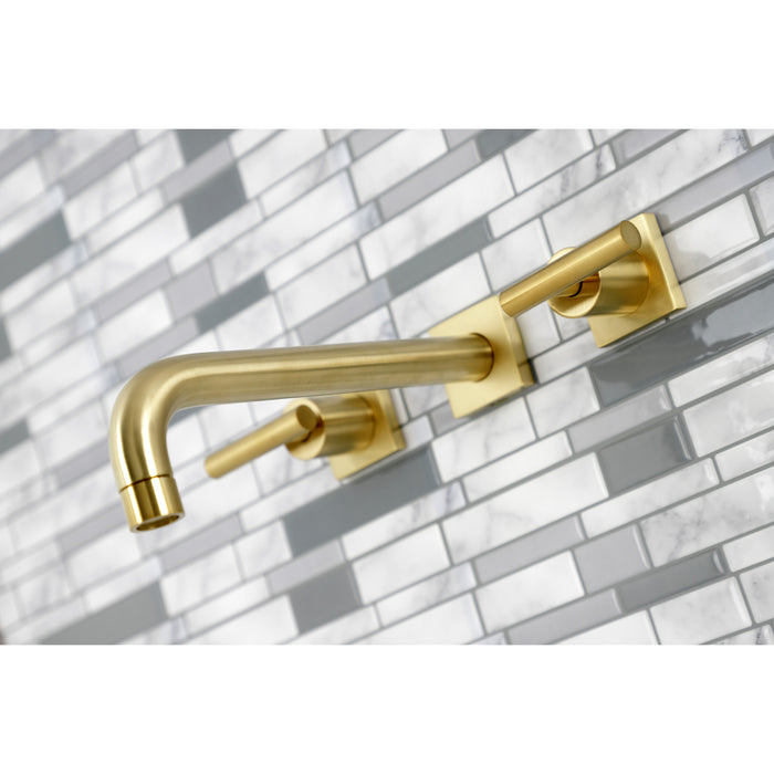 Kingston Sona KS6027CML - Manhattan Two-Handle 3-Hole Wall Mount Tub Faucet, Brushed Brass