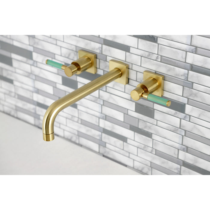 Kingston Sona KS6027DKL - Kaiser Two-Handle 3-Hole Wall Mount Tub Faucet, Brushed Brass
