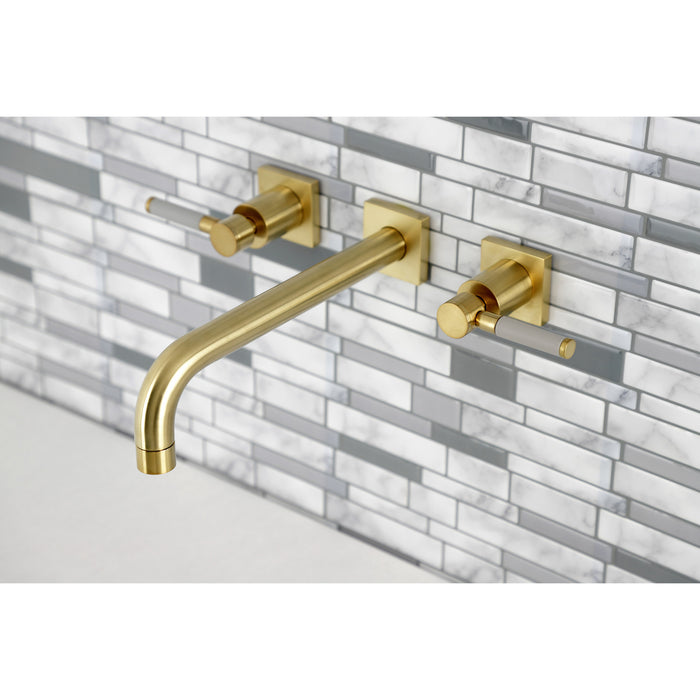 Kingston Sona KS6027DKL - Kaiser Two-Handle 3-Hole Wall Mount Tub Faucet, Brushed Brass