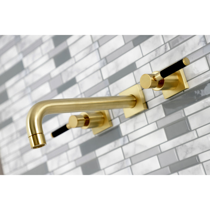 Kingston Sona KS6027DKL - Kaiser Two-Handle 3-Hole Wall Mount Tub Faucet, Brushed Brass