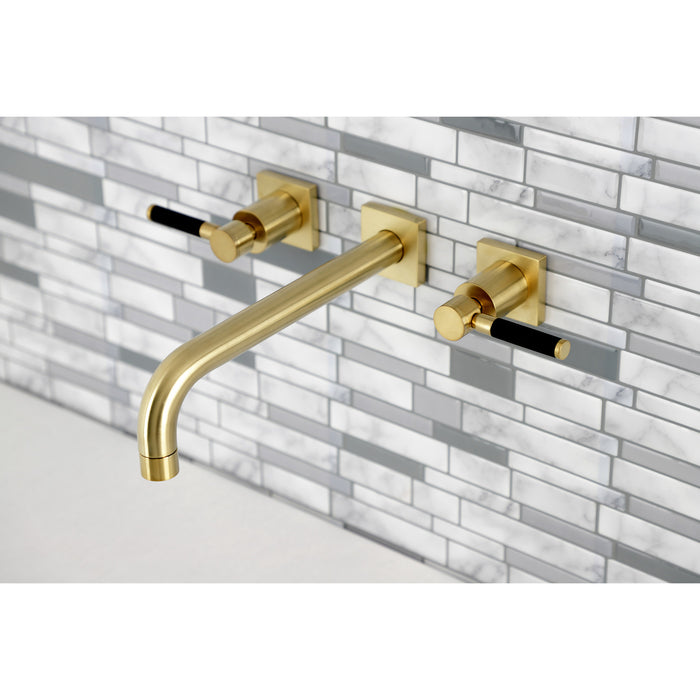 Kingston Sona KS6027DKL - Kaiser Two-Handle 3-Hole Wall Mount Tub Faucet, Brushed Brass