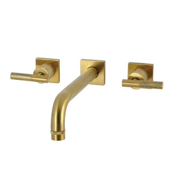 Kingston Sona KS6027KNL - Convergent Two-Handle 3-Hole Wall Mount Roman Tub Faucet with Knurled Handle, Brushed Brass