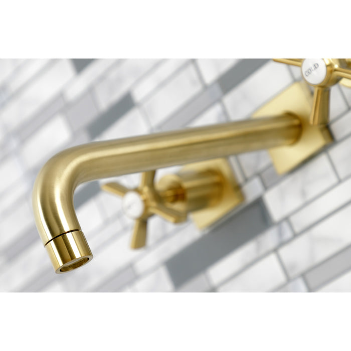 Kingston Tulare KS6027ZX - Millennium Two-Handle 3-Hole Wall Mount Tub Faucet, Brushed Brass