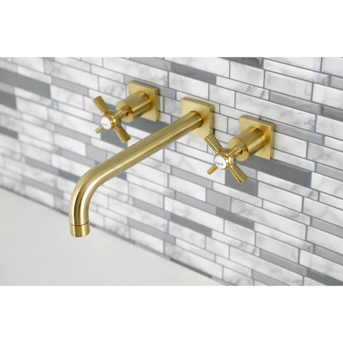 Kingston Tulare KS6027ZX - Millennium Two-Handle 3-Hole Wall Mount Tub Faucet, Brushed Brass