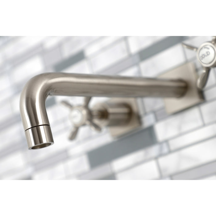 Kingston Tulare KS6028BEX - Essex Two-Handle 3-Hole Wall Mount Tub Faucet, Brushed Nickel
