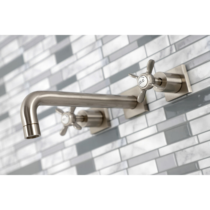 Kingston Tulare KS6028BEX - Essex Two-Handle 3-Hole Wall Mount Tub Faucet, Brushed Nickel