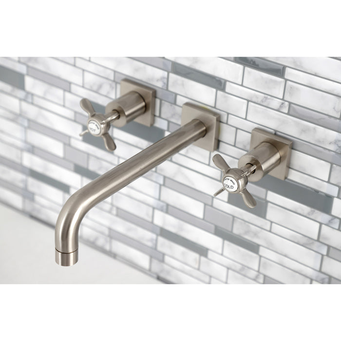 Kingston Tulare KS6028BEX - Essex Two-Handle 3-Hole Wall Mount Tub Faucet, Brushed Nickel