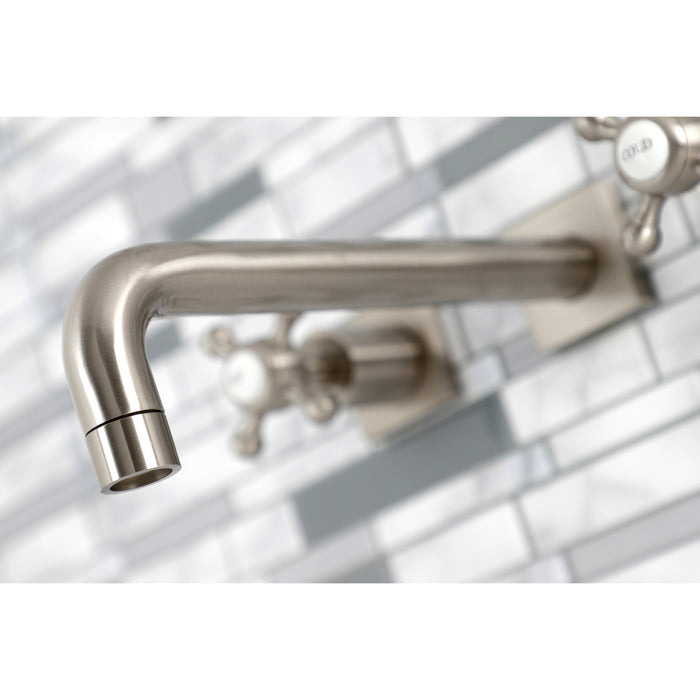 Kingston Tulare KS6028BX - Metropolitan Two-Handle 3-Hole Wall Mount Tub Faucet, Brushed Nickel