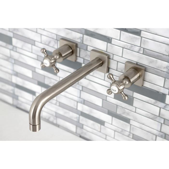Kingston Tulare KS6028BX - Metropolitan Two-Handle 3-Hole Wall Mount Tub Faucet, Brushed Nickel