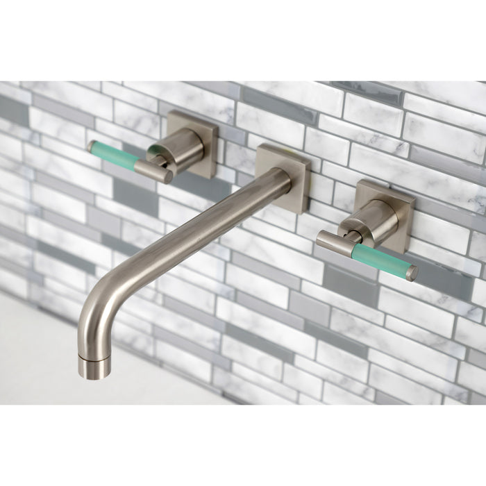 Kingston Sona KS6028CKL - Kaiser Two-Handle 3-Hole Wall Mount Tub Faucet, Brushed Nickel