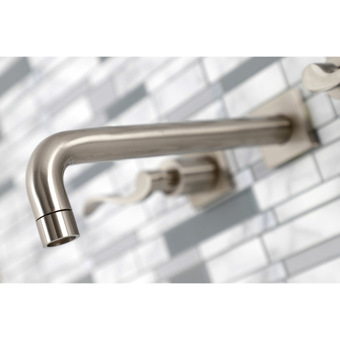 Kingston Tulare KS6028DFL - NuWave Two-Handle 3-Hole Wall Mount Tub Faucet, Brushed Nickel
