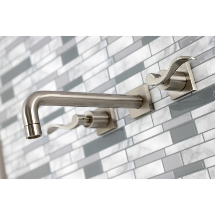 Kingston Tulare KS6028DFL - NuWave Two-Handle 3-Hole Wall Mount Tub Faucet, Brushed Nickel