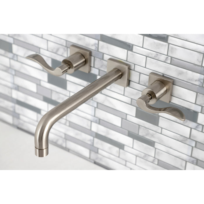 Kingston Tulare KS6028DFL - NuWave Two-Handle 3-Hole Wall Mount Tub Faucet, Brushed Nickel