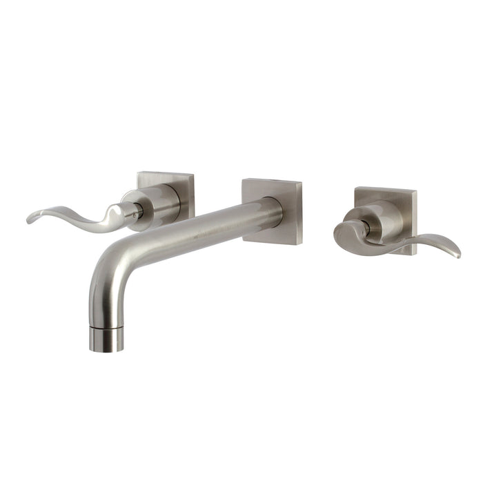 Kingston Tulare KS6028DFL - NuWave Two-Handle 3-Hole Wall Mount Tub Faucet, Brushed Nickel