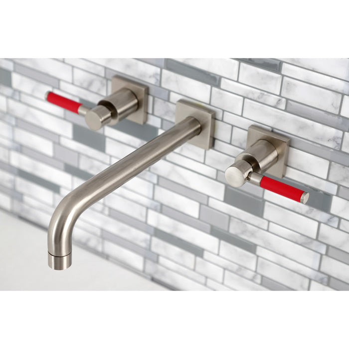 Kingston Sona KS6028DKL - Kaiser Two-Handle 3-Hole Wall Mount Tub Faucet, Brushed Nickel