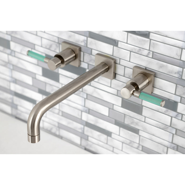 Kingston Sona KS6028DKL - Kaiser Two-Handle 3-Hole Wall Mount Tub Faucet, Brushed Nickel